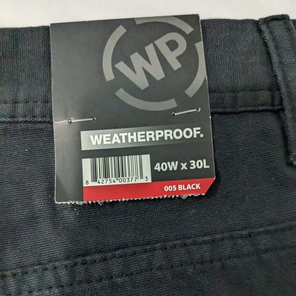 Weatherproof: Men's Black Straight Leg Canvas pants  100% cotton Size 40x30 - Picture 8 of 10